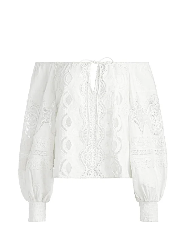 Alta Embroidered Off The Shoulder Blouse In White Best Seller