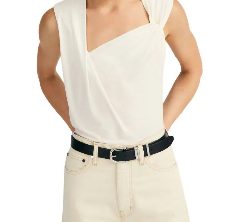 Alya Sleeveless Draped Top In Blanc From Casual To Classy