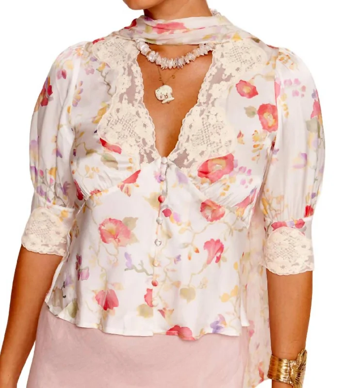 Amanda Top In Waterblossom Ivory Seasonal Trends