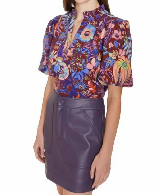 Ambrose Top In Peacock Floral Exquisite Craftsmanship