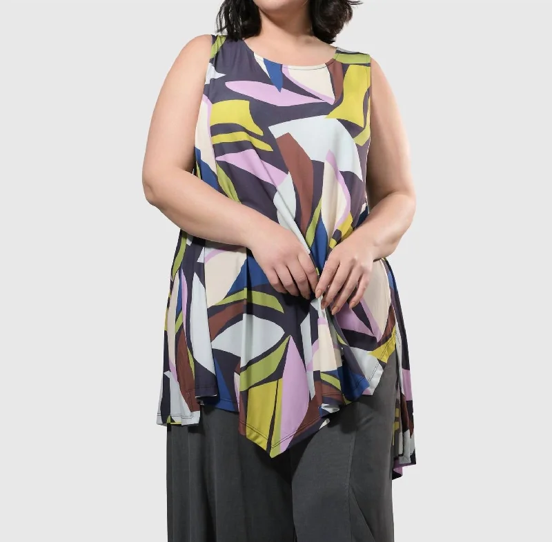 Amelie Sleeveless Tunic Top In Abstract Vibrant Femme Fashion