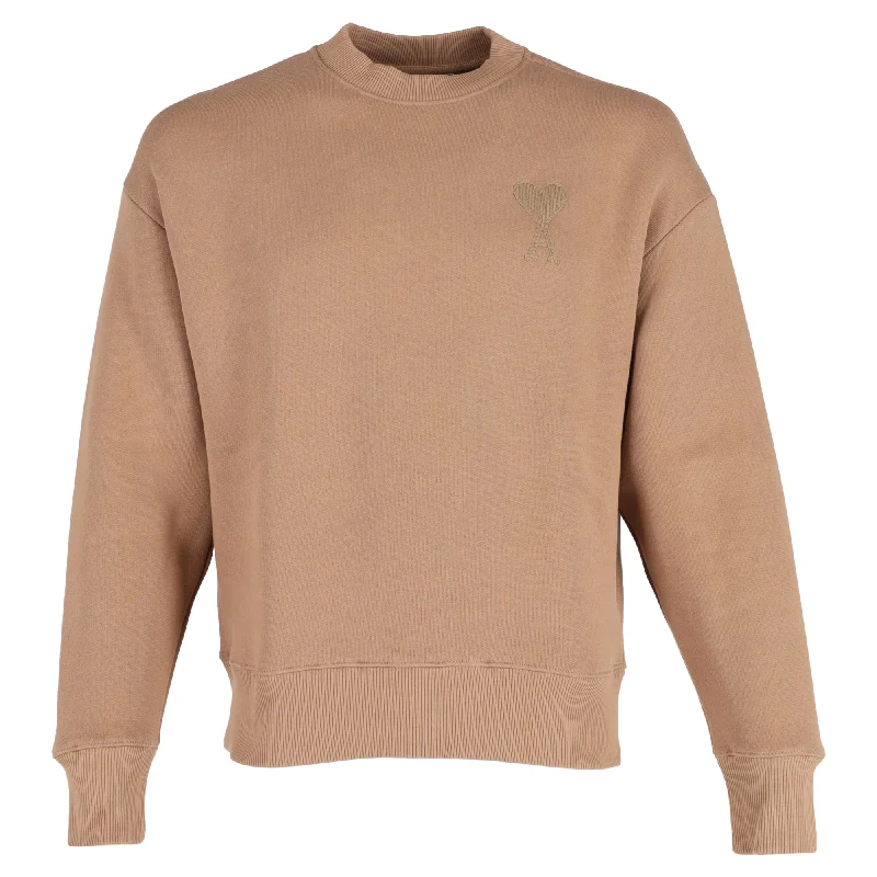 AMI Ami de Coeur Crewneck Sweatshirt in Brown Cotton Cool Prices