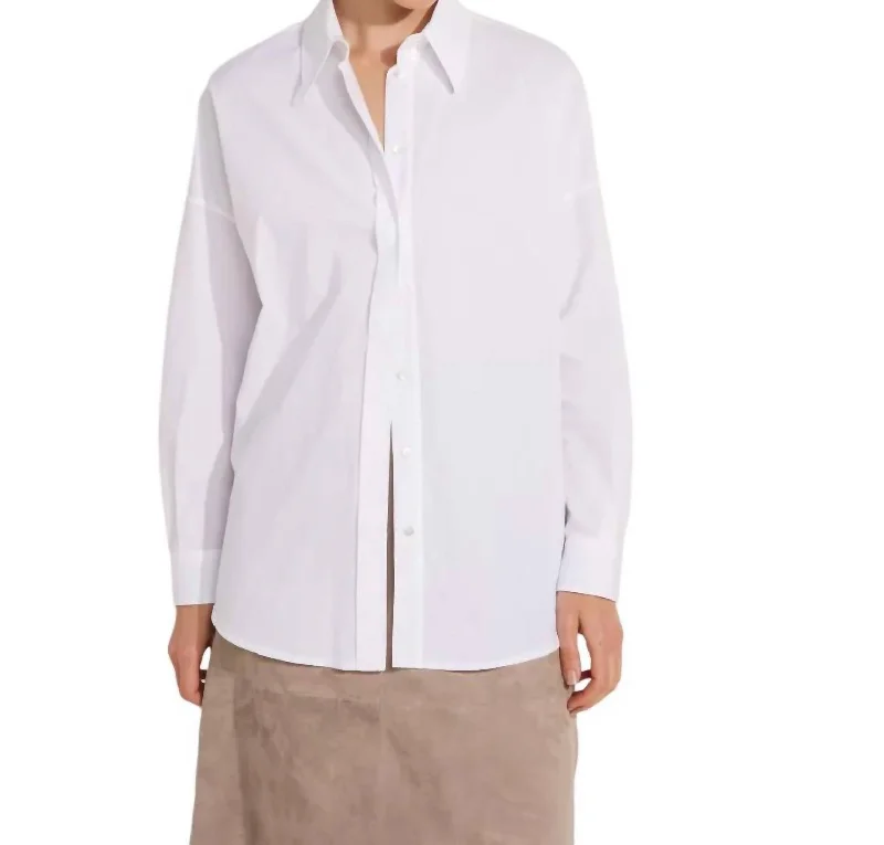 Anemone Button Up Hi Low Shirt In White Embrace New Fashion