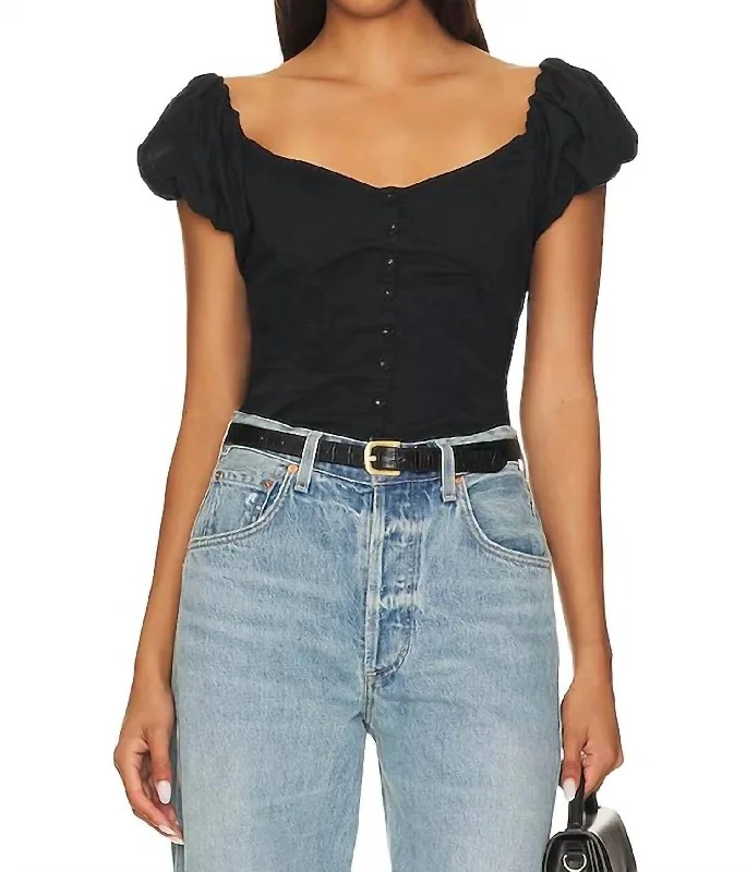 Angel Bubble Sleeve Cami Top In Black Everyday Wear