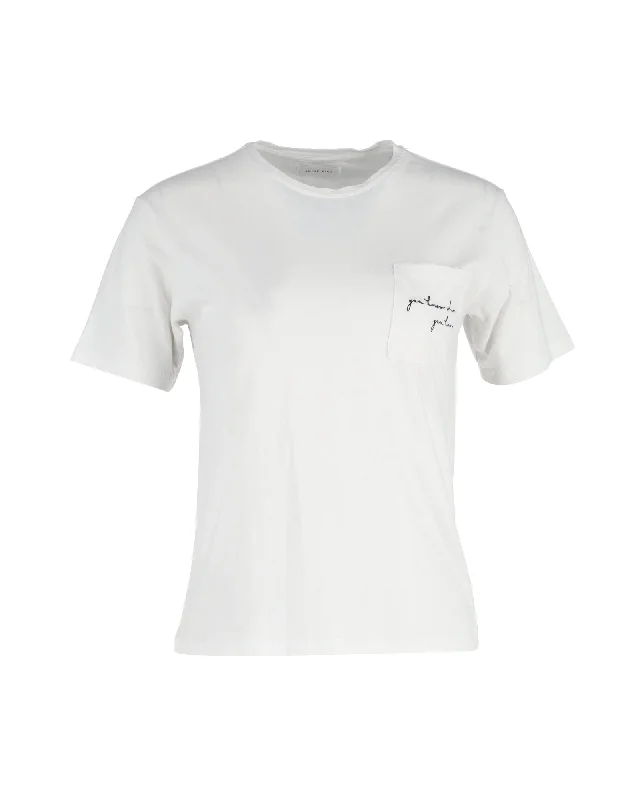 Anine Bing Pocket T-Shirt in White Cotton Hot Styles