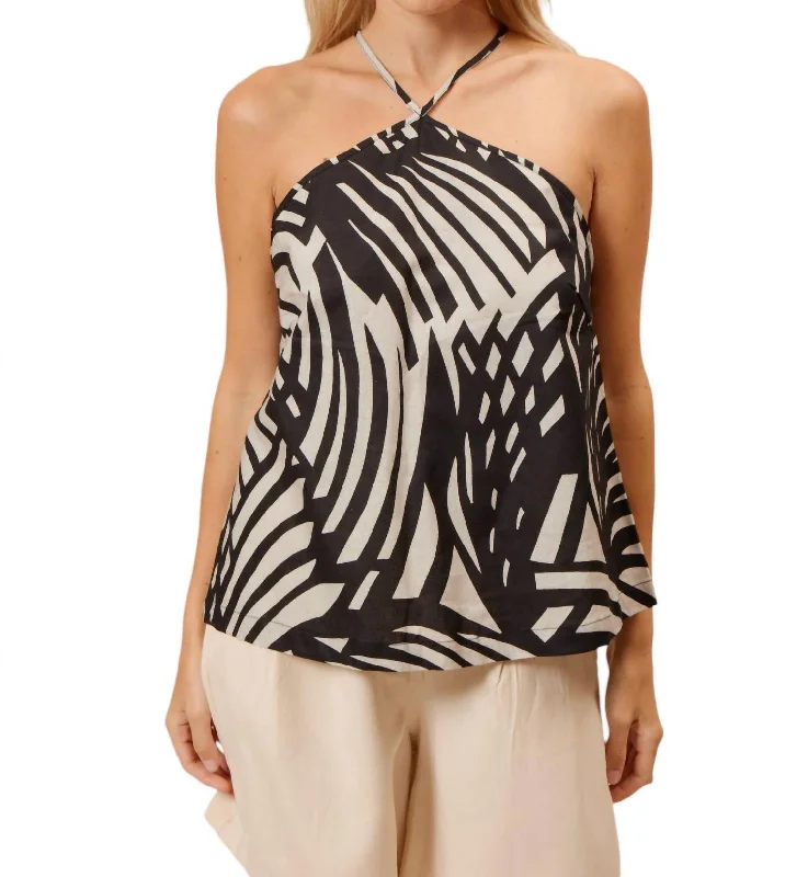 Ariele Halter Tank Top In Black/taupe Hot Deals