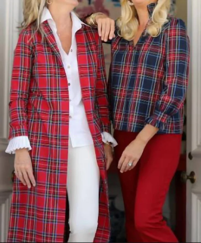 Aspen Blouse In Navy Plaid From Casual To Classy