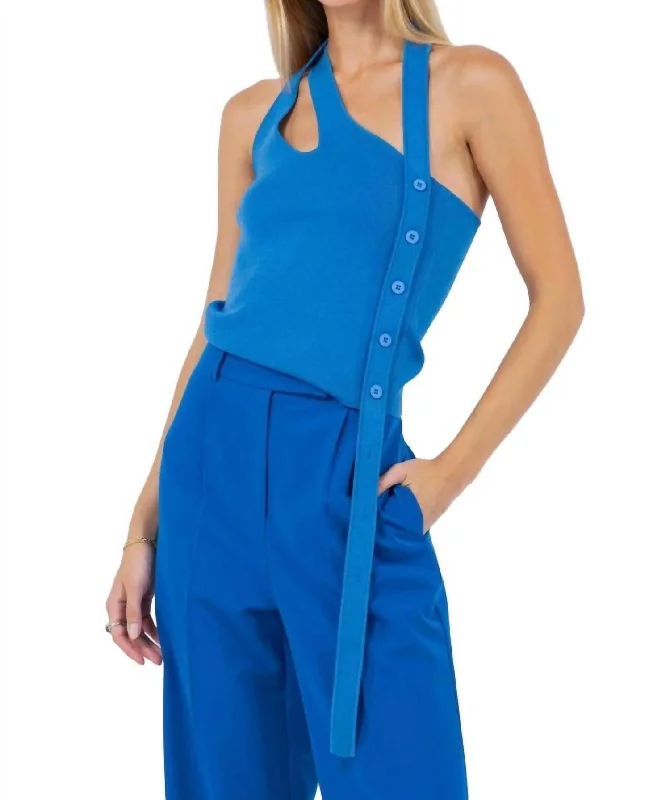 Asymmetrical Tank Top In Electric Blue Elegant Attire