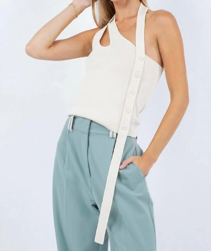 Asymmetrical Tank Top In Ivory Casual Chic