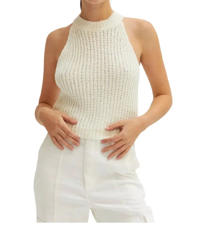 Audrey Chunky Knit Halter Top In White Special Occasion Wear