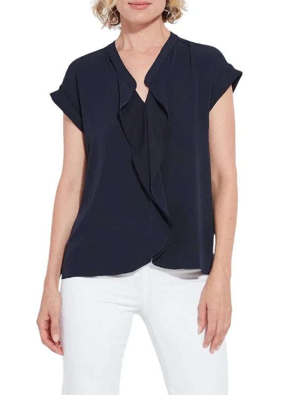 Aurelia Flowy Stretch Woven Top In True Navy Mega Sales