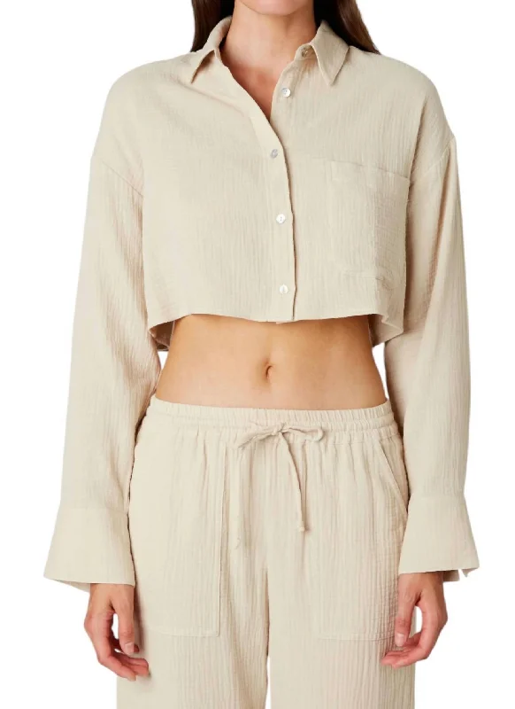 Austin Cropped Guaze Shirt Top In Natural Elegant Simplicity Wardrobe