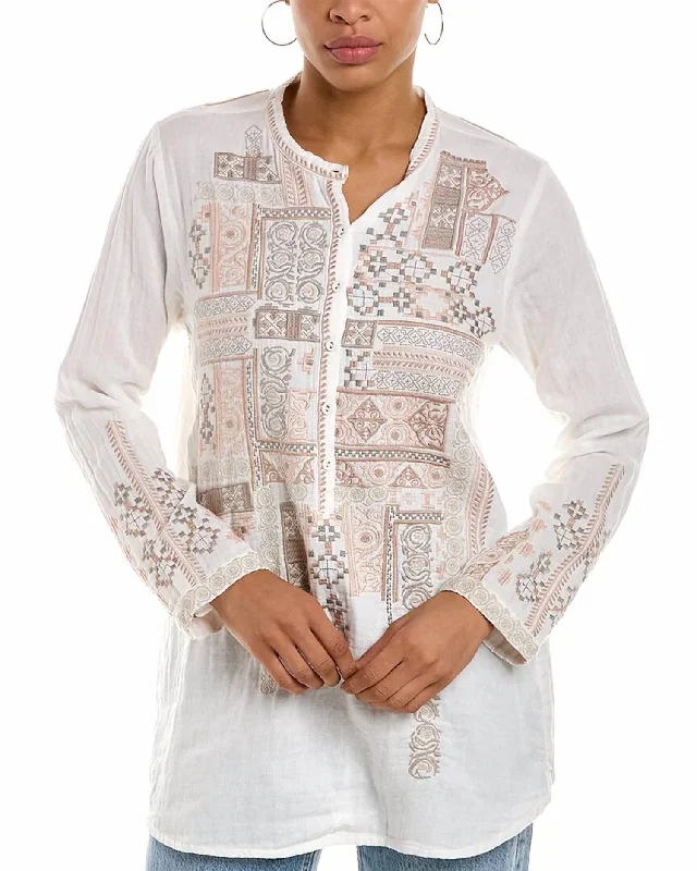 Avery Tunic Top In White Multi Trendy Urban Attire