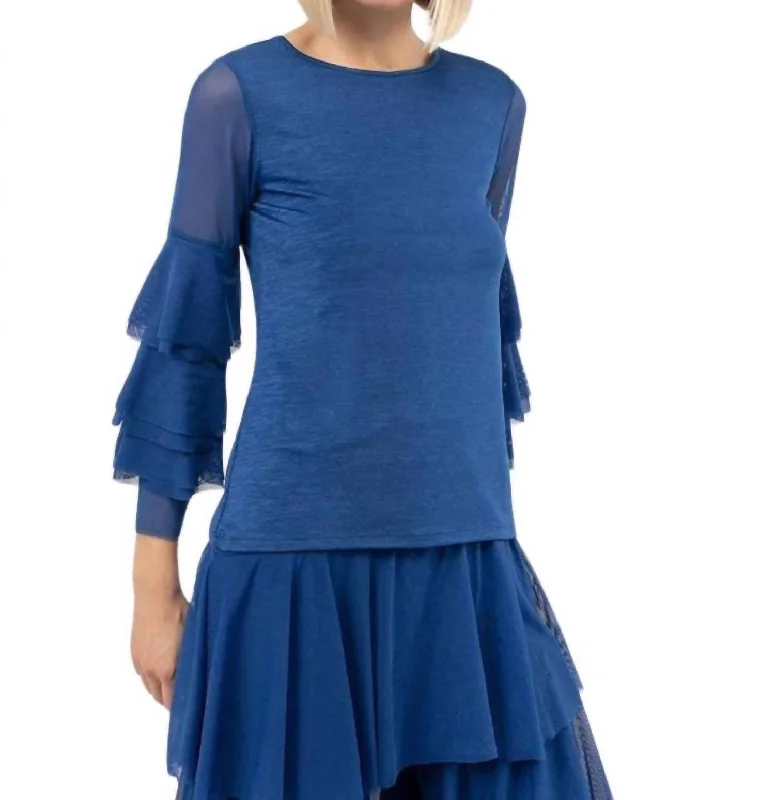 Azurmsh Ruffle Sleeve Top In Royal Blue Beat The Heat In Tropical Styles