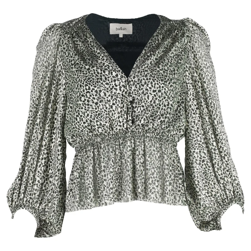 Ba&sh Caitlin Blouse in Animal Print Polyester Beat The Heat In Tropical Styles