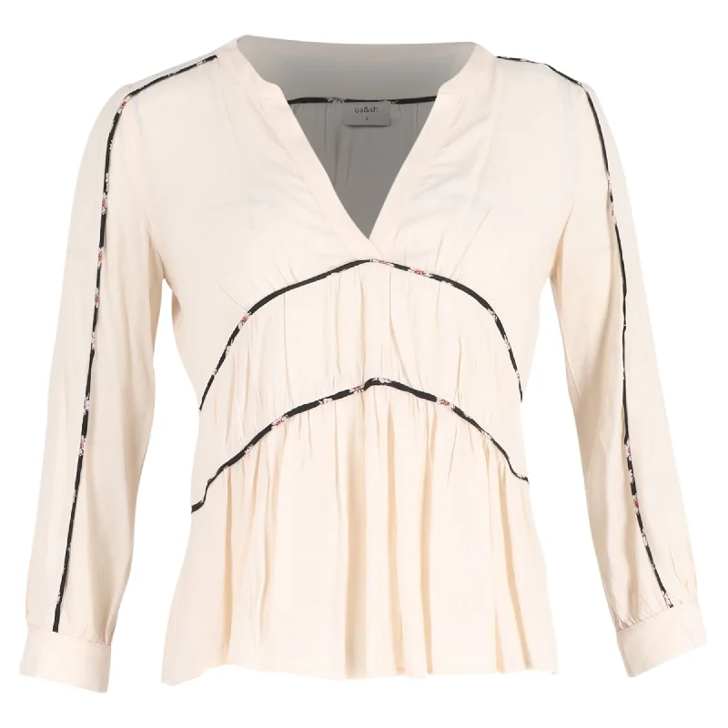 Ba&Sh V-Neck Top in Cream Viscose Chic Styles