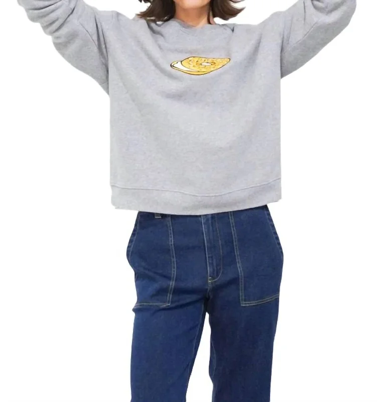 Bagel Oversized Sweatshirt In Heather Grey Graceful Movement