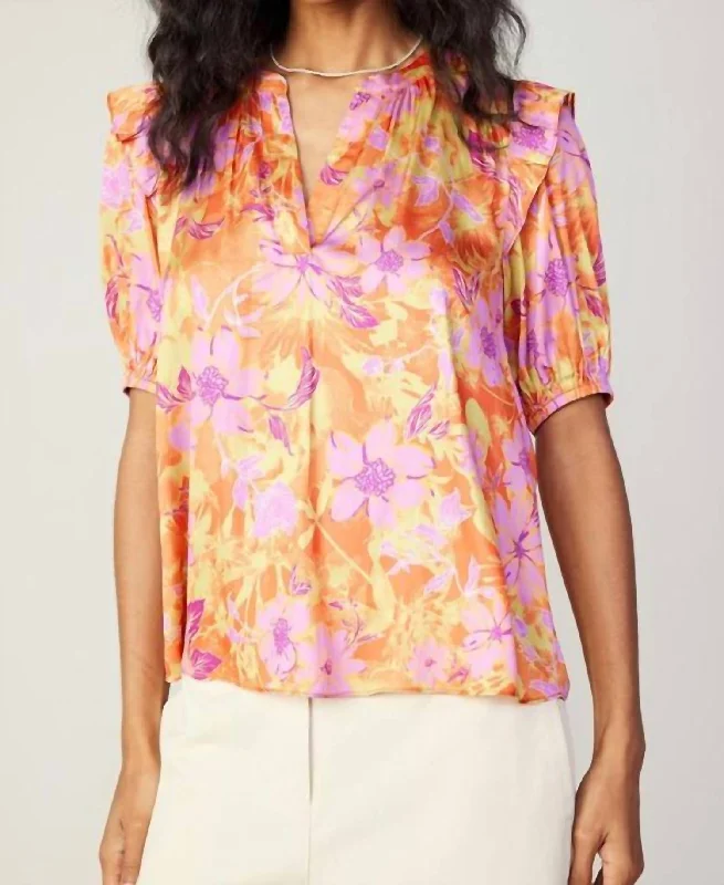 Bailey Top In Orange/pink Multi Trend Leading Collection