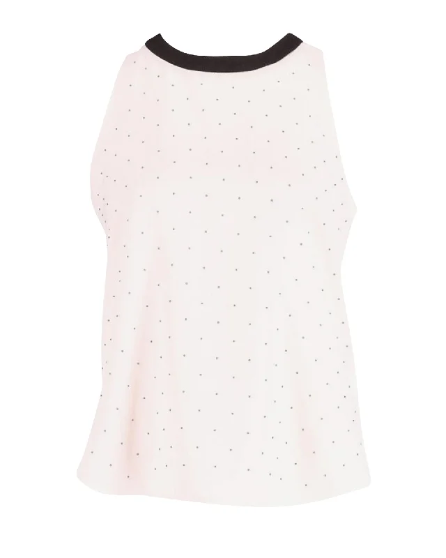 Balenciaga Dotted Embellished Sleeveless Top in Cream Polyester Trendy Threads