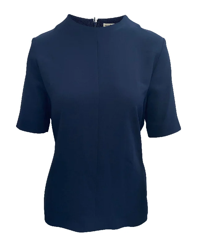 Balenciaga Navy Blue Rear Knot Blouse Seasonal Sale