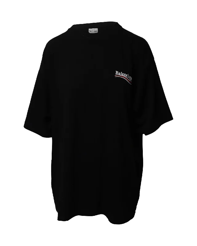 Balenciaga Oversized Political Statement Logo in Black Cotton Fashion Forward Style