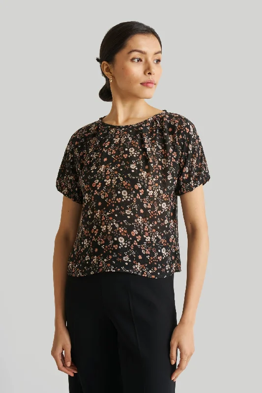 Balloon Sleeve Top in Black Florals Effortless Style, Endless Impact