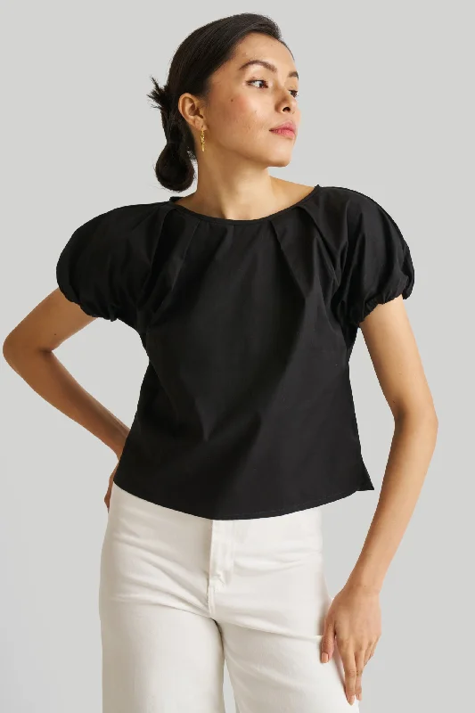 Balloon Sleeve Top in Black Timeless Elegance Redefined