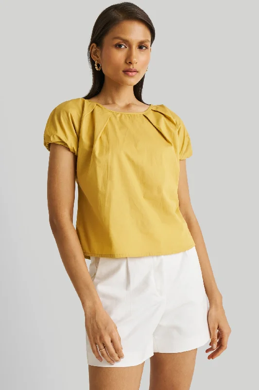 Balloon Sleeve Top in Mustard Runway Inspired Wear