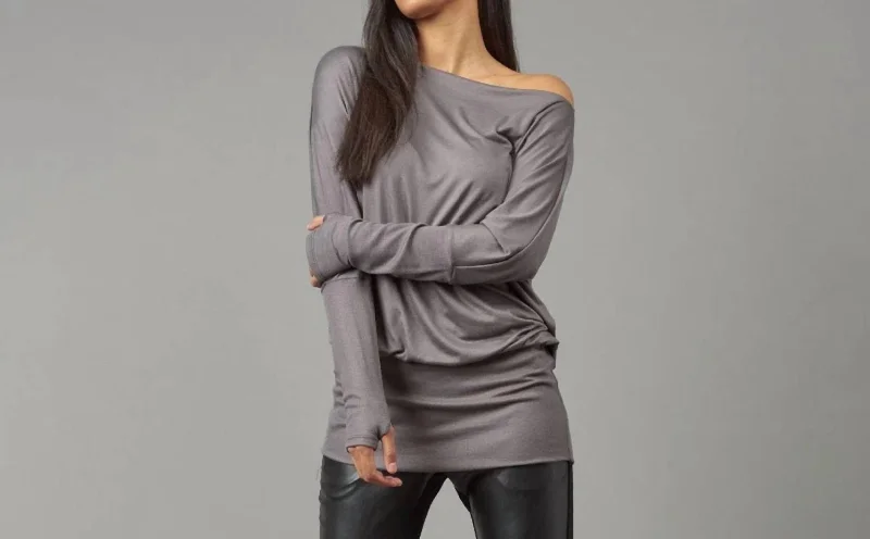 Banded Bottom Tunic In Steel Budget Friendly