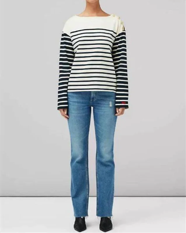 Bardot Stripe Ls In Ivory Stripe Chic Sophistication