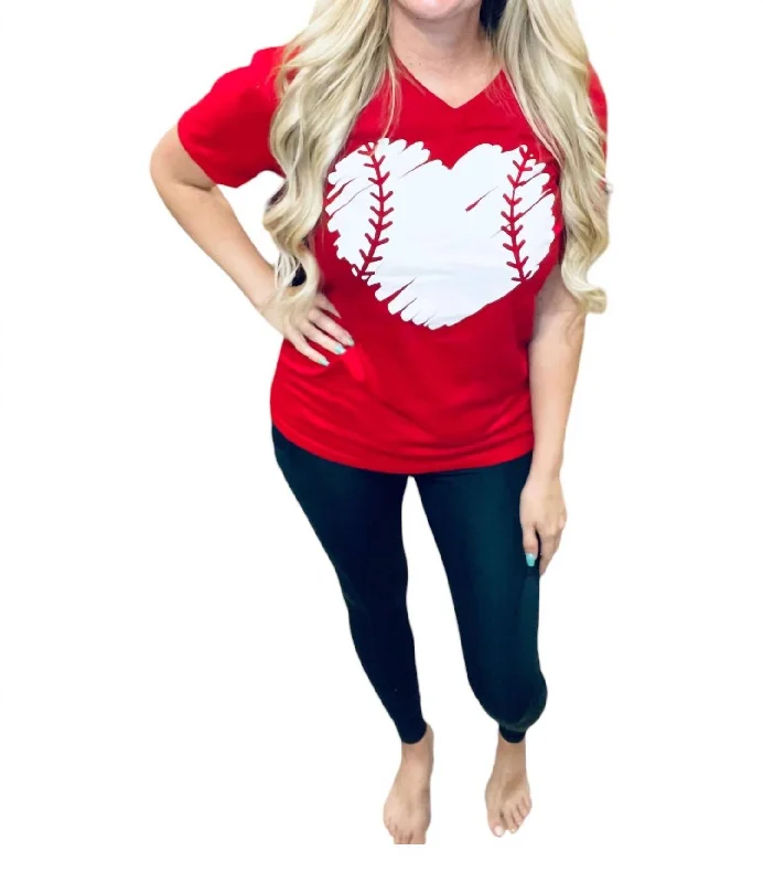 Baseball Heart Tee In Red Unleash Your Trendy Side