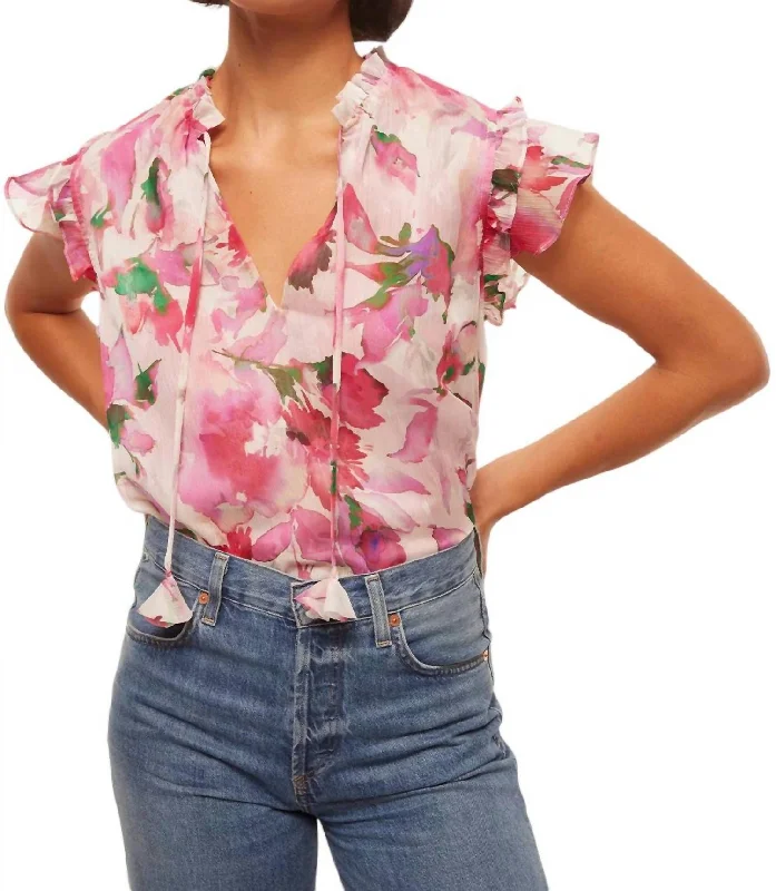 Basia Top In Garden Fuschia Chic Trend Collection