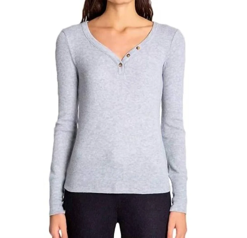 Basic Long Sleeve Pajama Shirt In Heather Grey Hot Styles