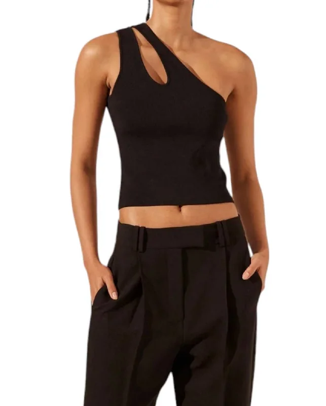 Basic One Shoulder Open Back Top In Black Athleisure Wear Special Offer