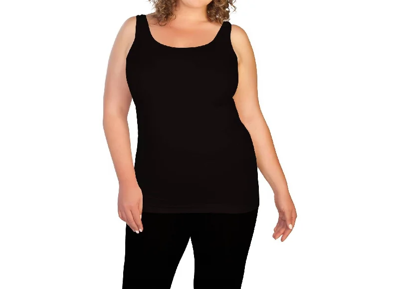 Basic Tank Top - Plus In Black Summer Splash Sale