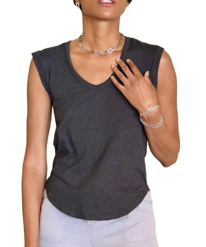 Basically Tank Top In Charcoal Grab Romantic Date - Night Styles Now