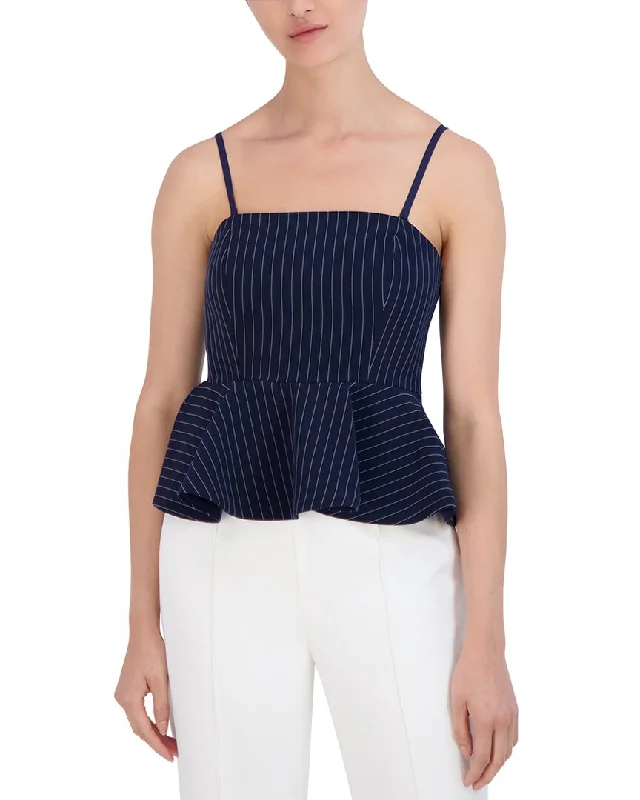 BCBGeneration New York Pinstripe Peplum Sleeve Top Popular Collection