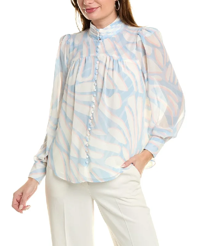 BCBGMAXAZRIA Mock Neck Blouse Effortless Grace