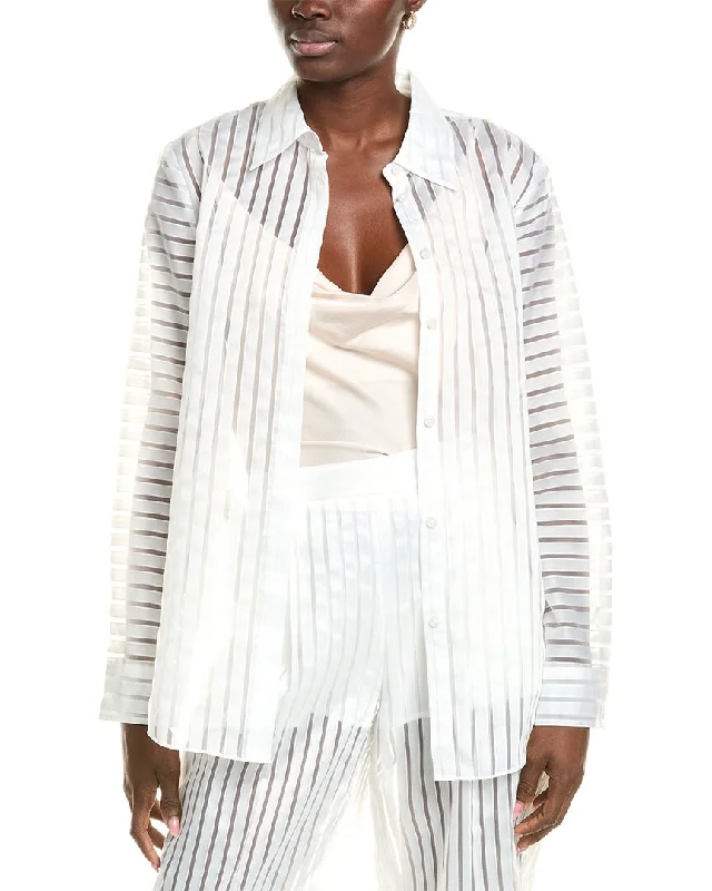 BCBGMAXAZRIA Sheer Stripe Shirt Vintage Style Clothing Sale