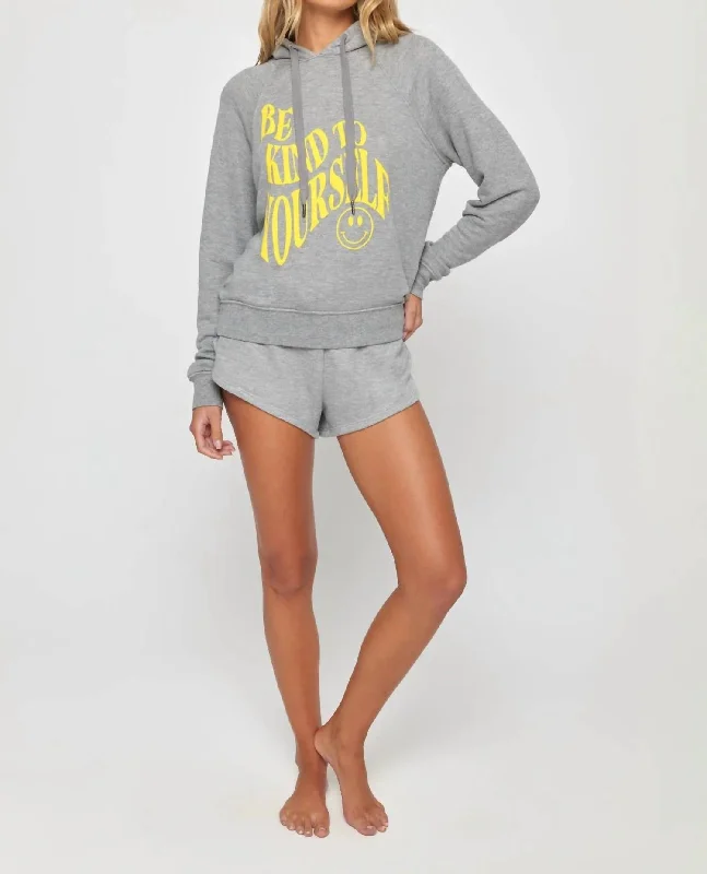 Be Kind To Yourself Crop Hoodie In Heather Ash Best Seller