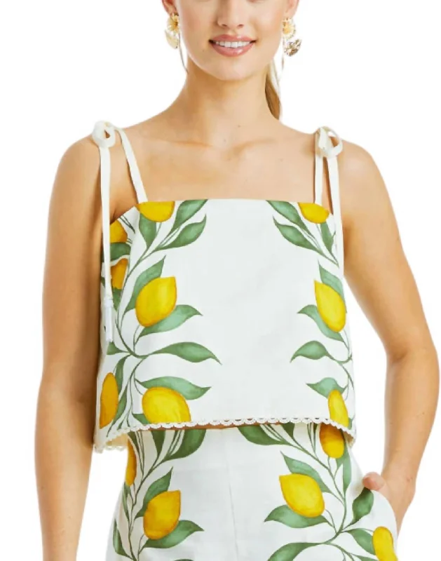 Bea Reversible Top In White/yellow The Latest Trends