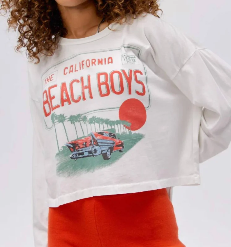 Beach Boys License Plate Crop Tee In White Premium Fashion