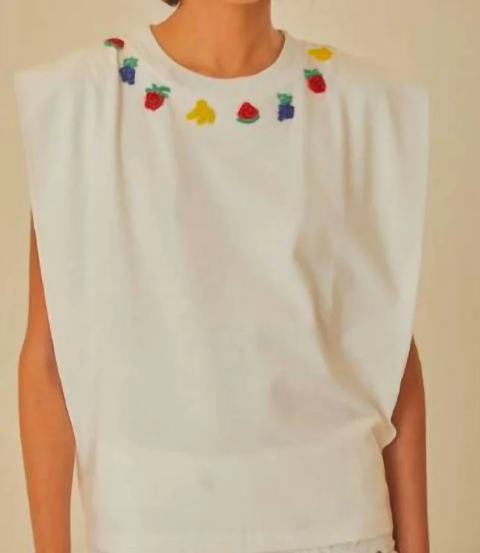 Beaded Fruits T Shirt In White Hot Sale