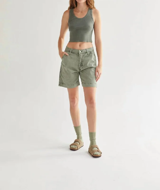 Becca Crop Tank Top In Faded Olive Versatile Outfits