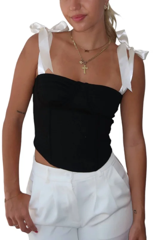 Bella Corset Top In Black Satin Hot Sale