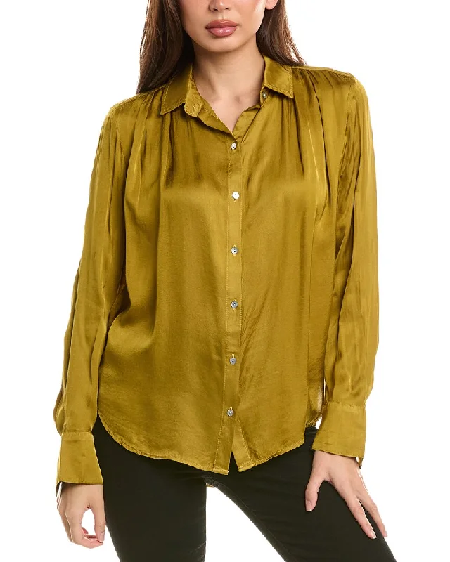 Bella Dahl Pleated Button Down Shirt Vibrant Styles