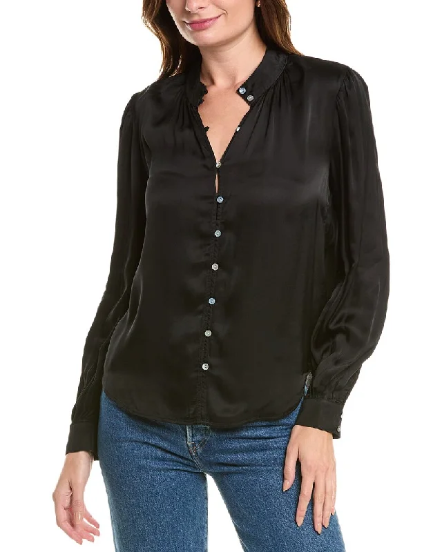 Bella Dahl Shirred Button Up Blouse Special Occasion Wear