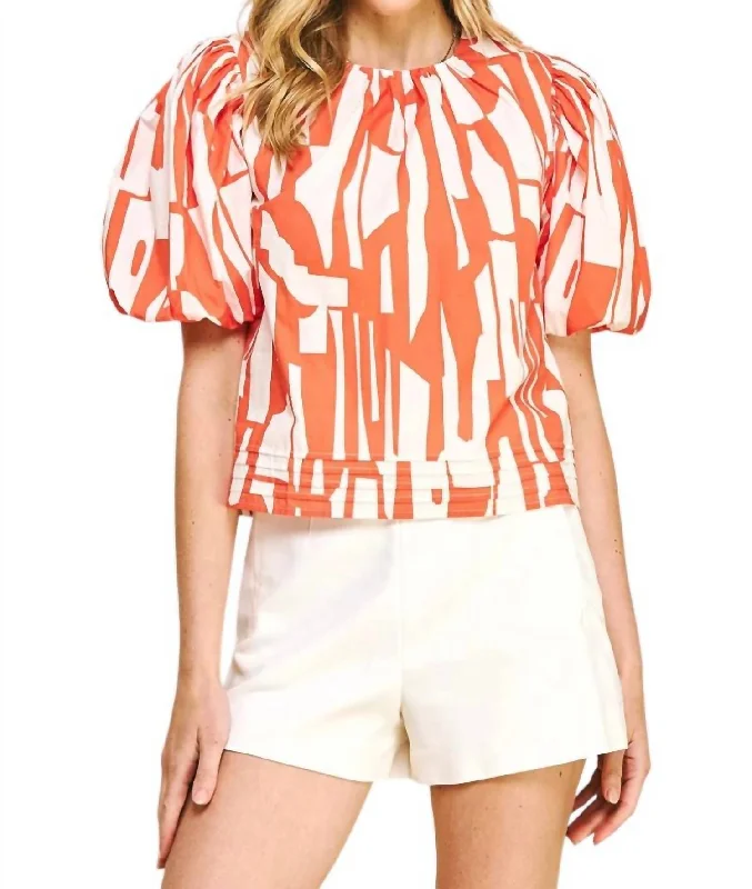 Better Than You Know Top In Orange & Ivory Hot Deals