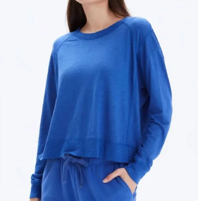 Betty Shoulder Seam Crewneck In Electric Blue Fashion Forward Style