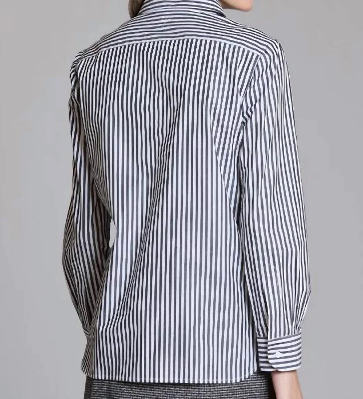 Birdie Stripe Shirt In Black/white Trendy Women's Wear Collection